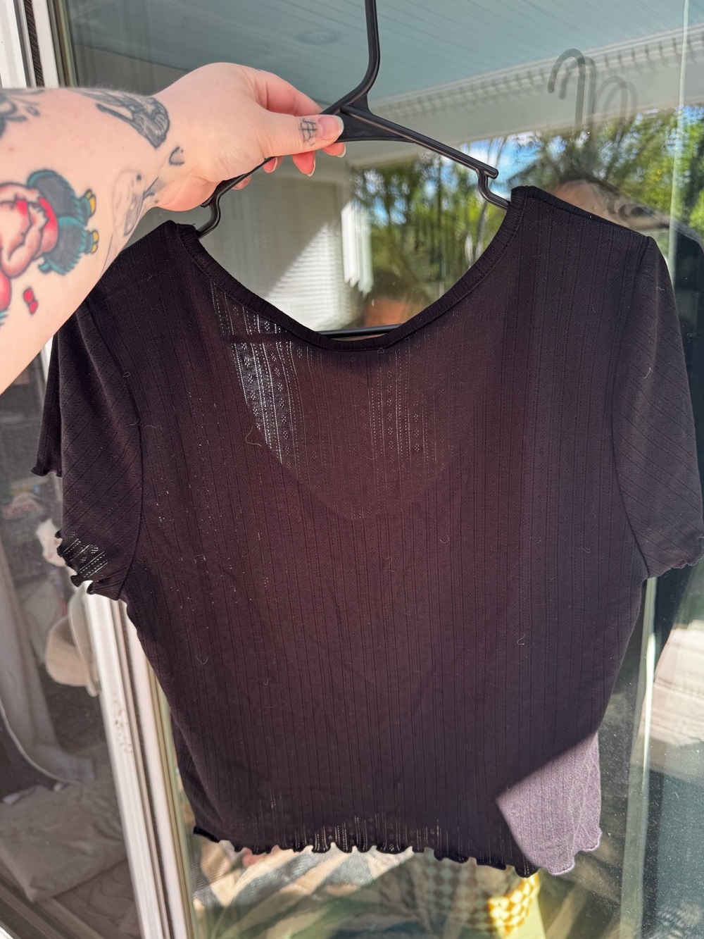 torrid Black Ribbed Button-Front Crop Top - Picture 2 of 2